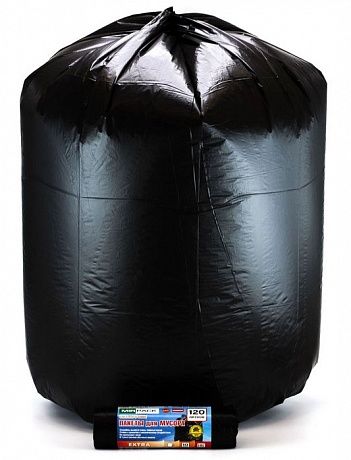 Мешки для мусора 120 литров, 14 мкм, ПНД, 10 шт. черные, 70х110 см, EXTRA - Вид 2